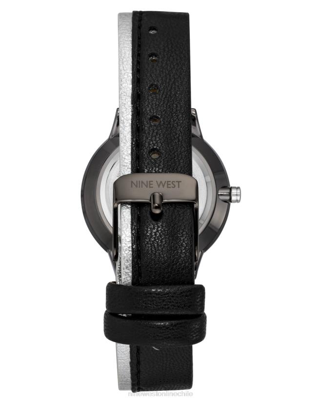 Nine West reloj con correa en contraste 2Z2T2887 tono plateado y negro Nine West sandals