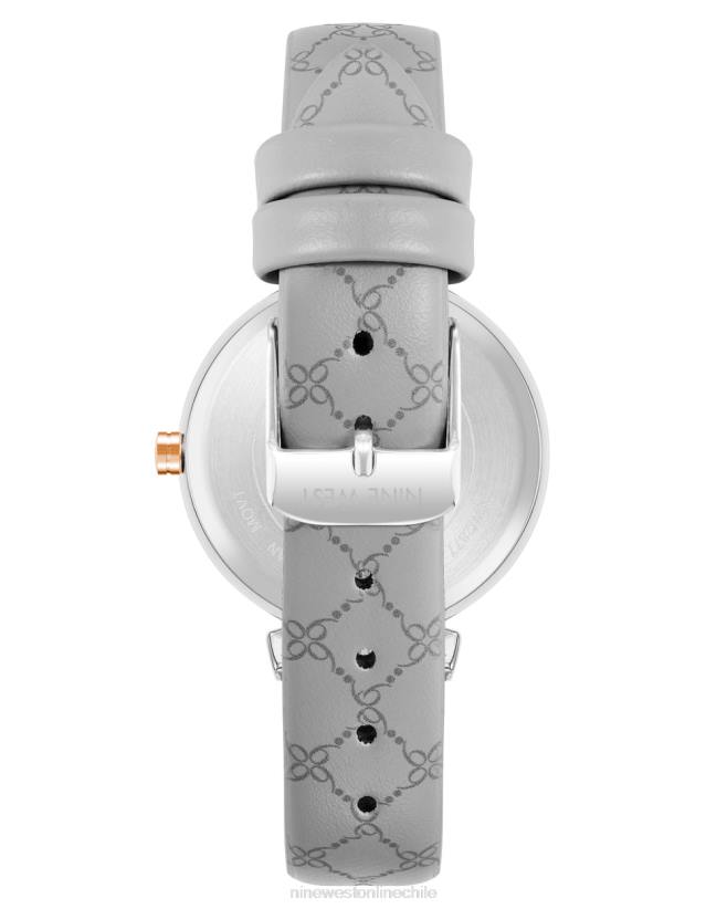 Nine West reloj con correa estampada y logo 2Z2T2877 gris Nine West chile carteras
