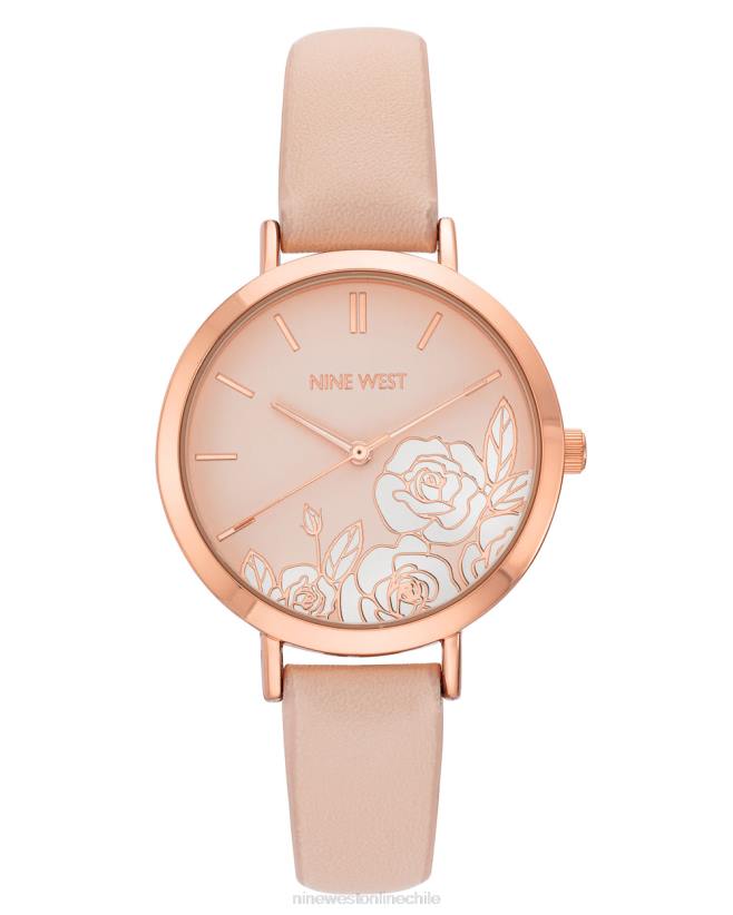 Nine West reloj con correa lisa y esfera floral 2Z2T2879 rosa Nine West cartera negra
