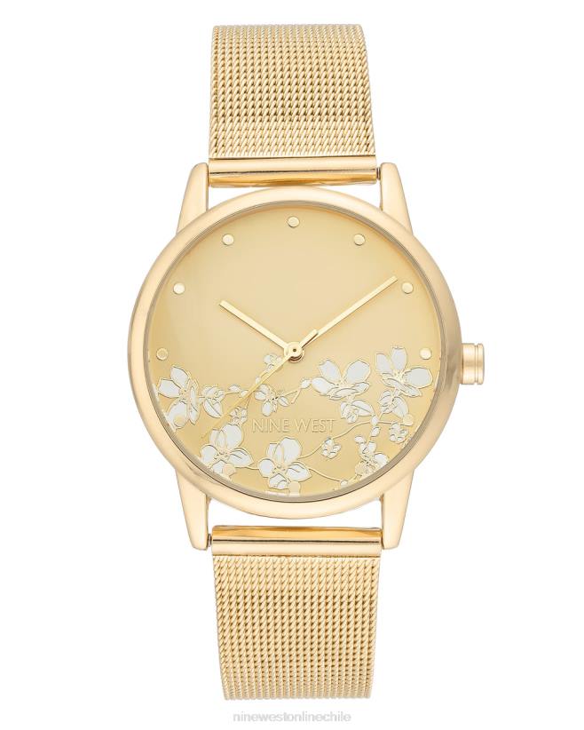 Nine West reloj con pulsera de malla y esfera floral 2Z2T2894 tono dorado Nine West zapatillas chile