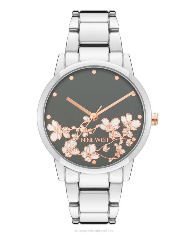 Nine West reloj con pulsera de metal y esfera floral 2Z2T2873 tono plateado Nine West cartera negra