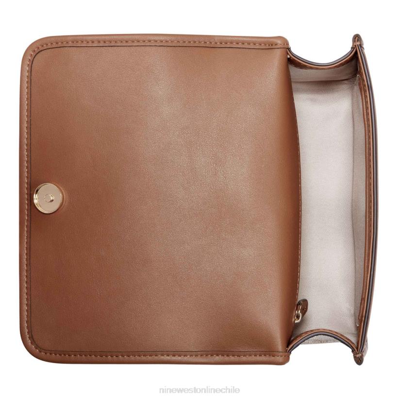 Nine West solapa cruzada esmeril 2Z2T2566 logotipo dorado/bronceado silla de montar Nine West cartera negra