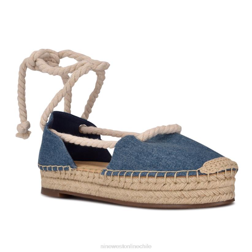 Nine West alpargatas planas con envoltura en el tobillo meaks 2Z2T875 tela de mezclilla azul Nine West shoes