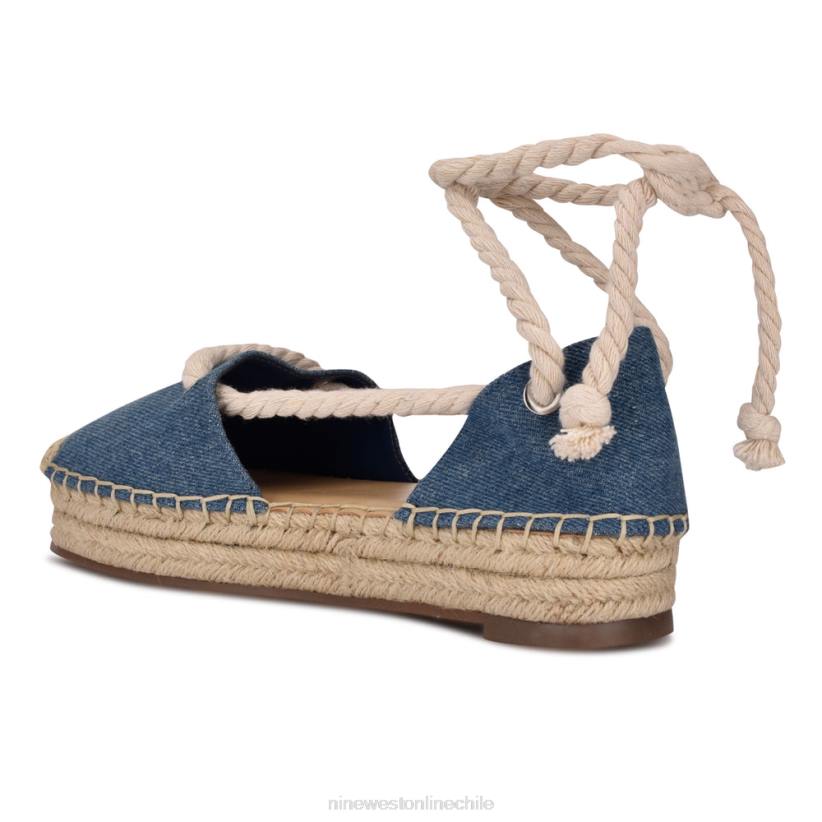 Nine West alpargatas planas con envoltura en el tobillo meaks 2Z2T875 tela de mezclilla azul Nine West shoes