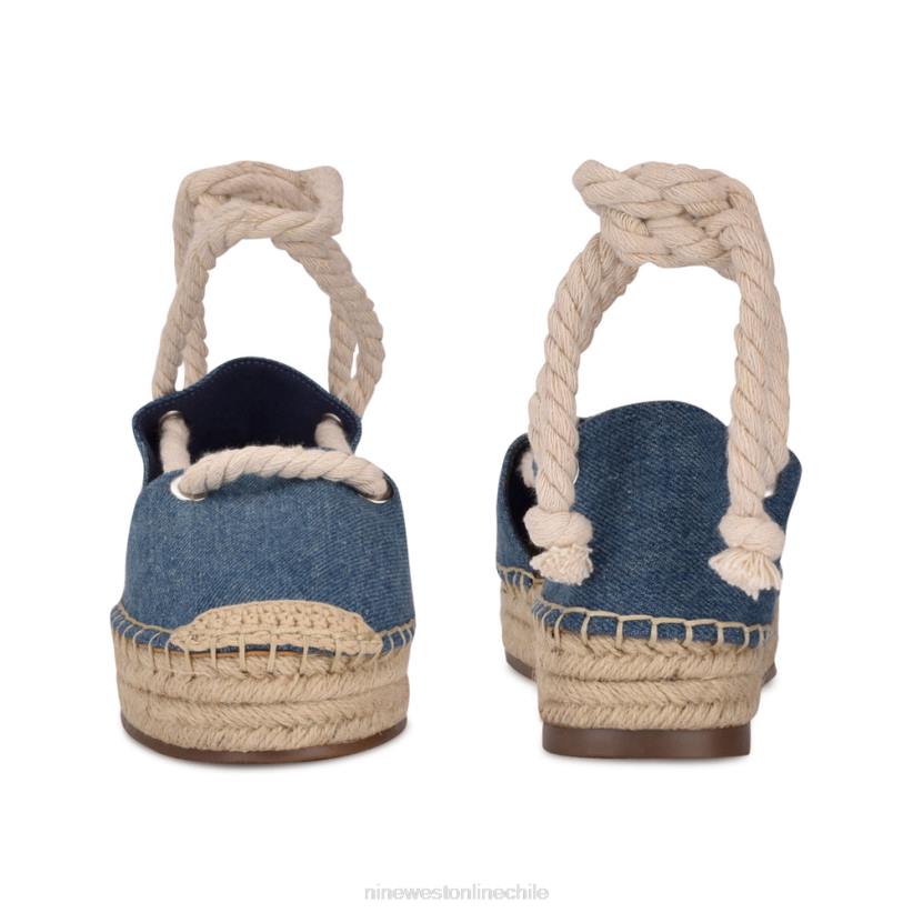 Nine West alpargatas planas con envoltura en el tobillo meaks 2Z2T875 tela de mezclilla azul Nine West shoes