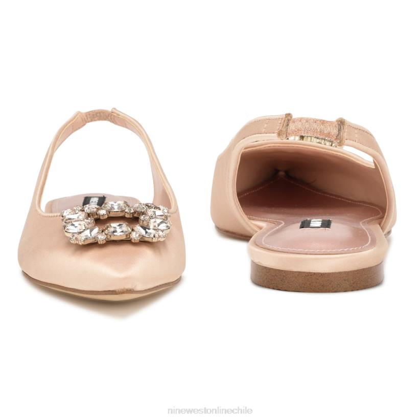 Nine West zapatos planos con tira trasera y brillantes 2Z2T1784 cristal satinado desnudo Nine West chile carteras