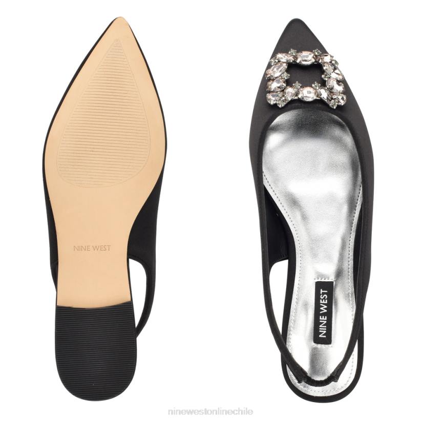 Nine West zapatos planos con tira trasera y brillantes 2Z2T1786 cristal satinado negro Nine West cartera negra