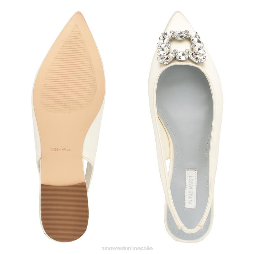 Nine West zapatos planos con tira trasera y brillantes 2Z2T2308 satén de cristal de marfil Nine West cartera negra