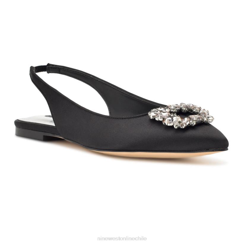 Nine West zapatos planos con tira trasera y brillantes 2Z2T2309 cristal satinado negro Nine West shoes