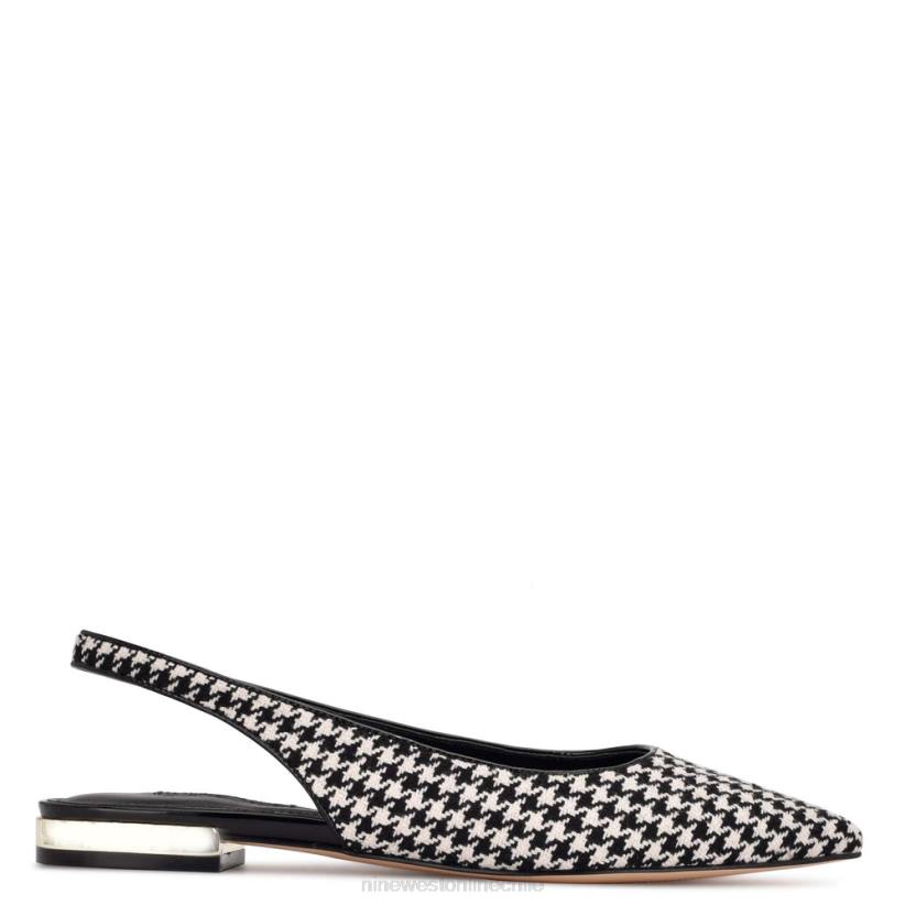Nine West zapatos planos con tira trasera y puntera puntiaguda lucee 2Z2T2149 pata de gallo blanco/negro Nine West zapatillas chile