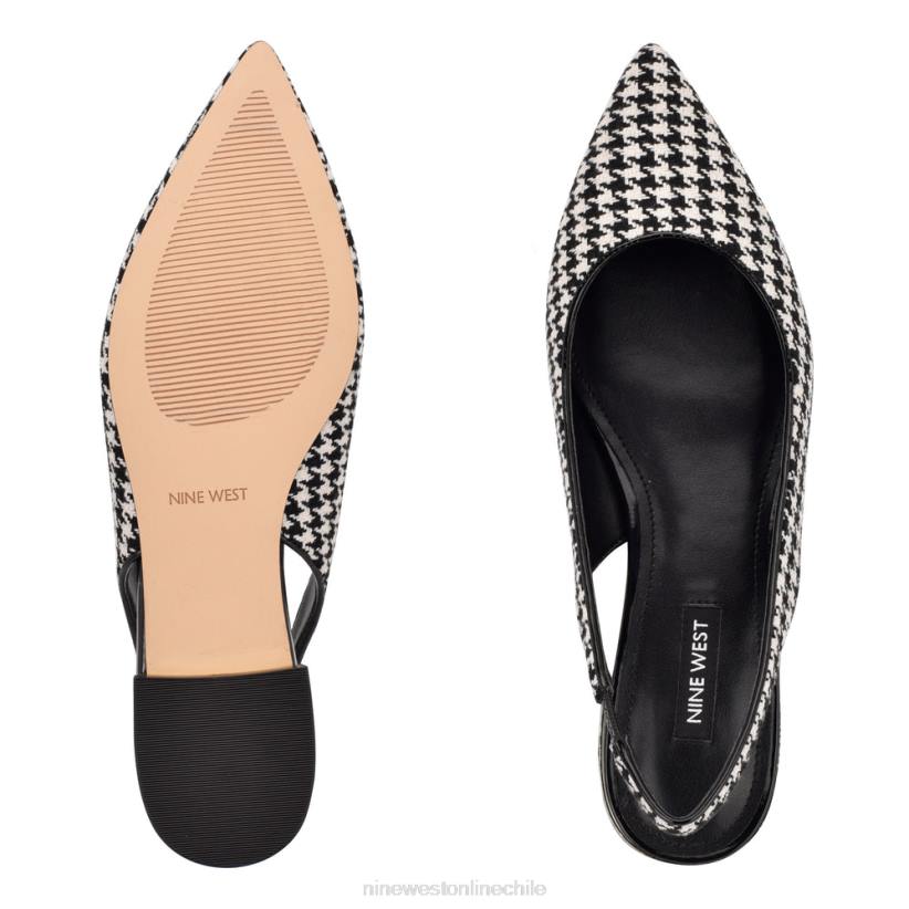 Nine West zapatos planos con tira trasera y puntera puntiaguda lucee 2Z2T2149 pata de gallo blanco/negro Nine West zapatillas chile