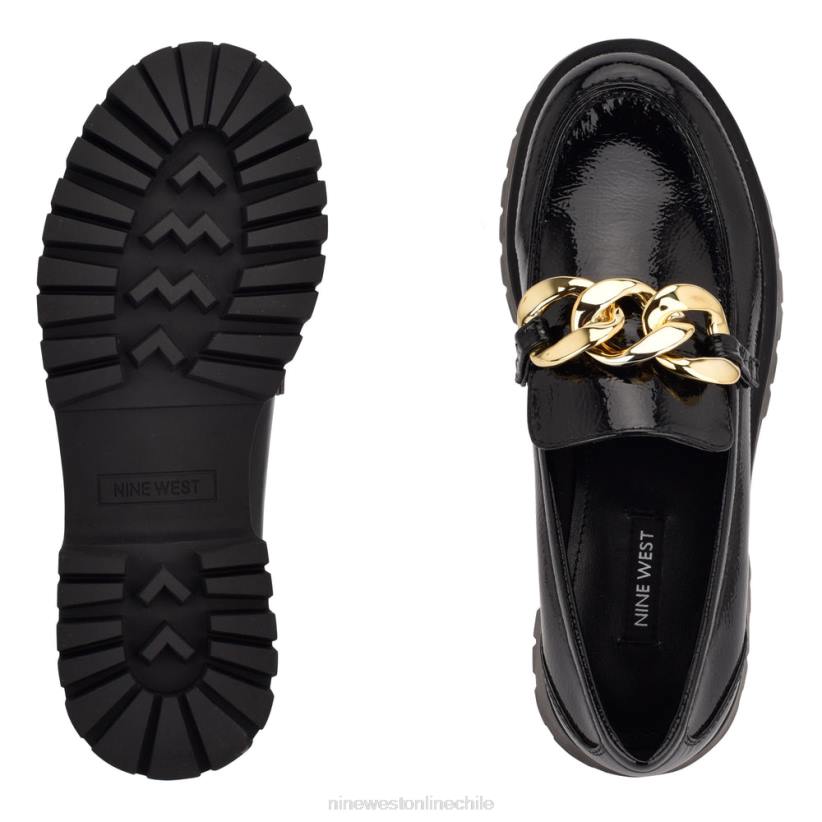 Nine West mocasines Gracy con suela dentada 2Z2T2322 charol negro Nine West sandals