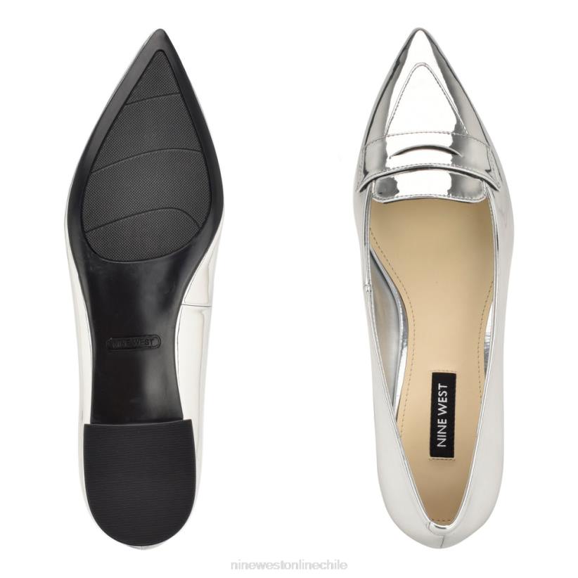 Nine West mocasines lallin con puntera puntiaguda 2Z2T2294 espejo plateado metalizado Nine West chile carteras