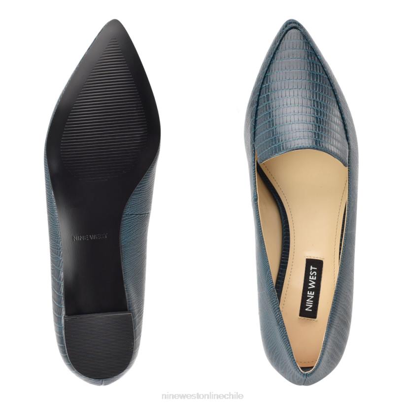 Nine West pisos para fumadores abay 2Z2T2117 estampado de lagarto verde azulado Nine West shoes