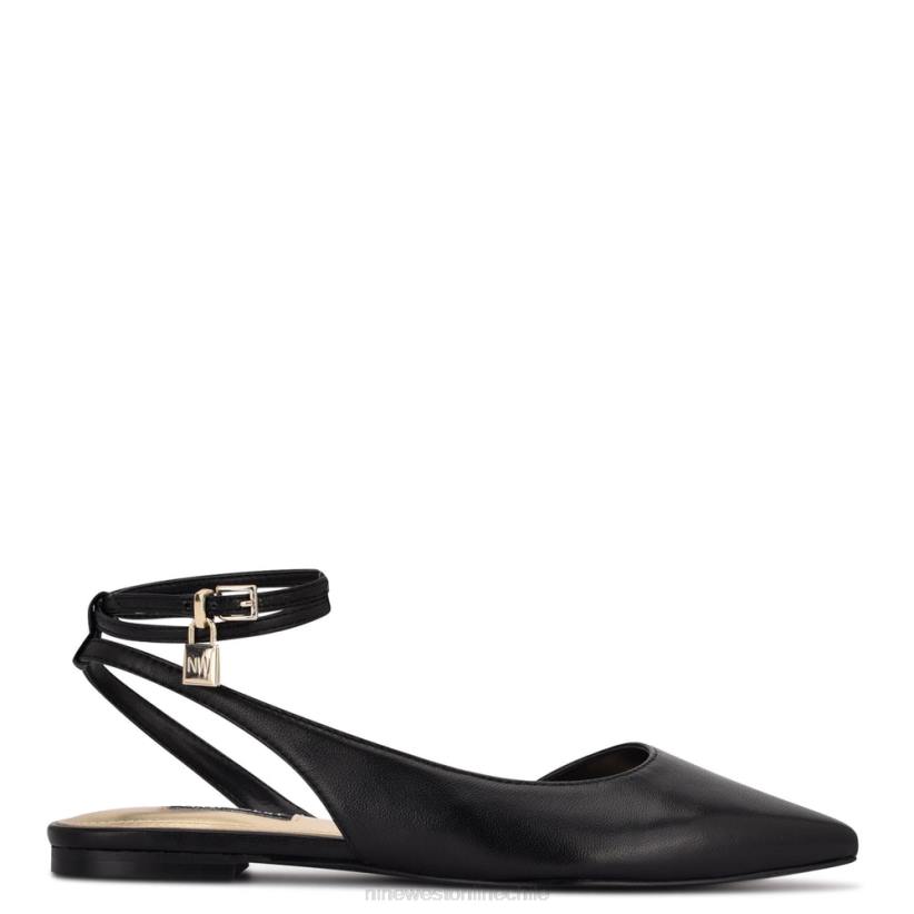 Nine West zapatos planos baria con punta puntiaguda 2Z2T2212 cuero negro Nine West cartera negra