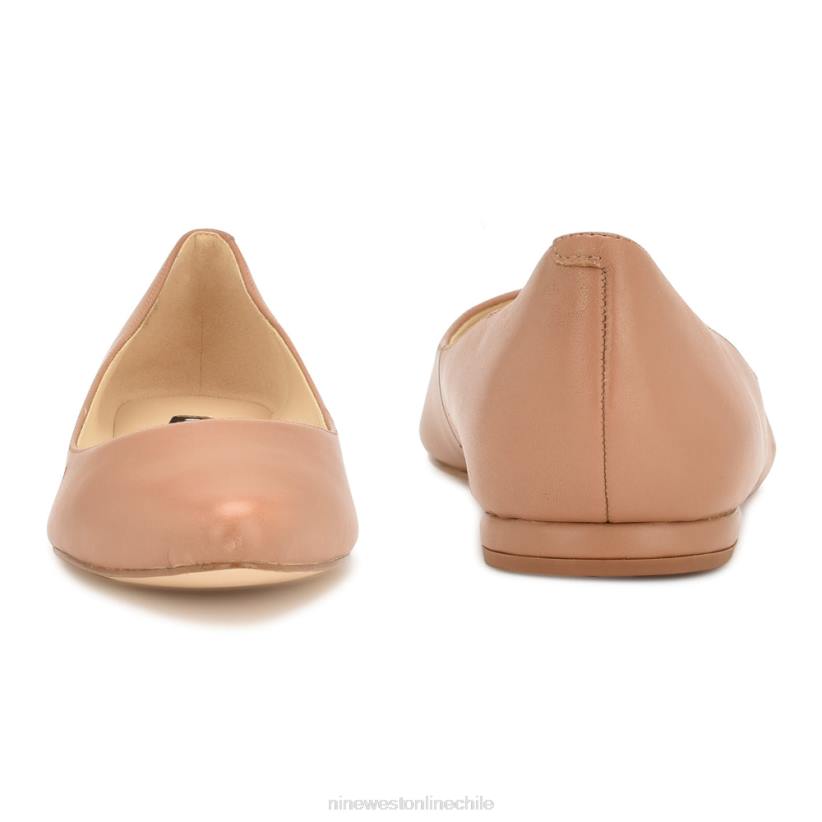 Nine West zapatos planos con punta de almendra 2Z2T2094 cuero tostado claro Nine West sandals