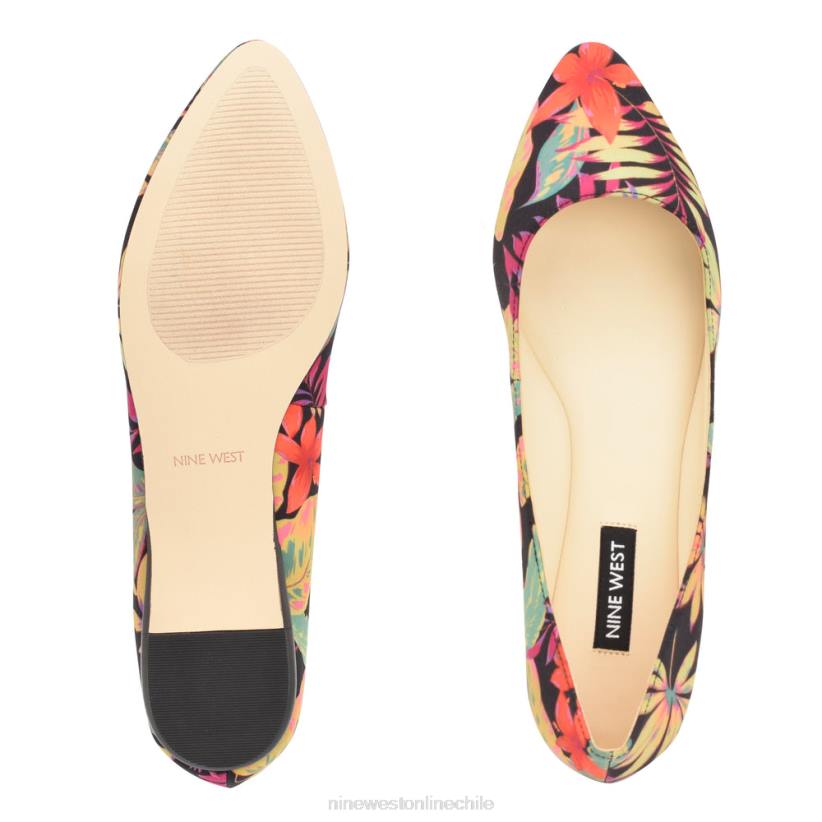 Nine West zapatos planos con punta de almendra 2Z2T2096 floral multitropical negro Nine West chile carteras