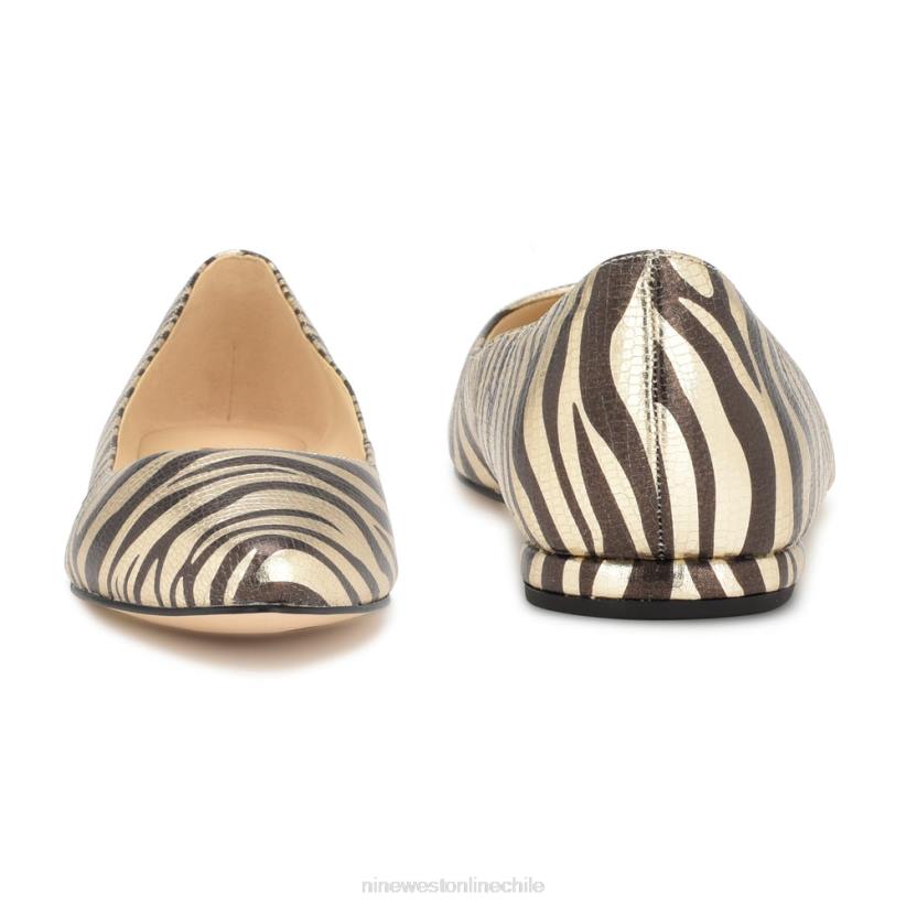 Nine West zapatos planos con punta de almendra 2Z2T2273 estampado de cebra platino Nine West shoes