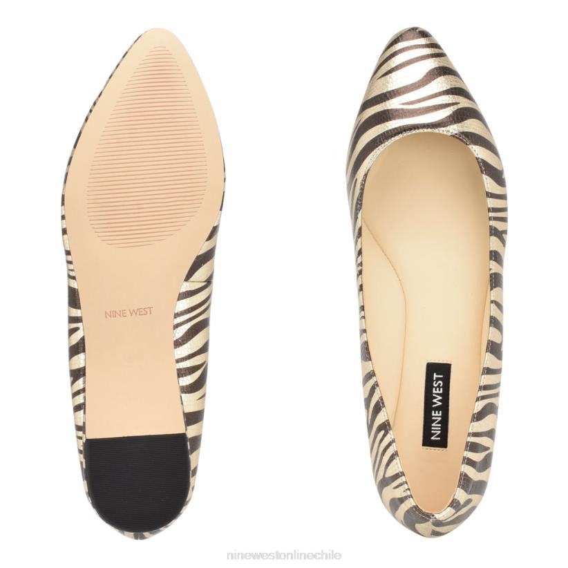 Nine West zapatos planos con punta de almendra 2Z2T2273 estampado de cebra platino Nine West shoes