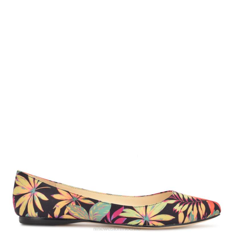 Nine West zapatos planos con punta de almendra 2Z2T2277 floral multitropical negro Nine West chile outlet
