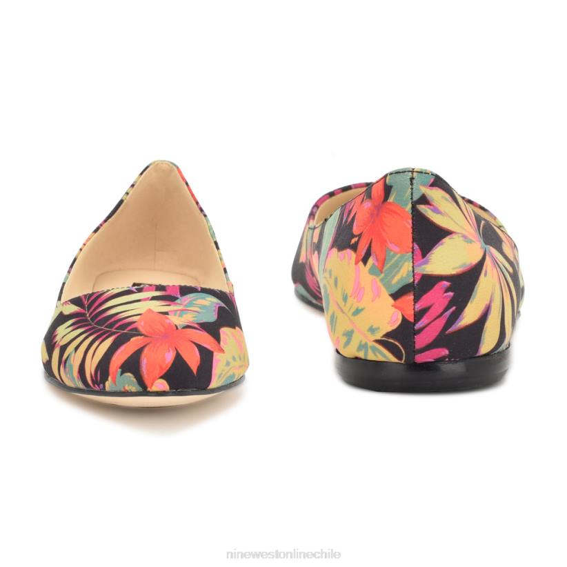Nine West zapatos planos con punta de almendra 2Z2T2277 floral multitropical negro Nine West chile outlet