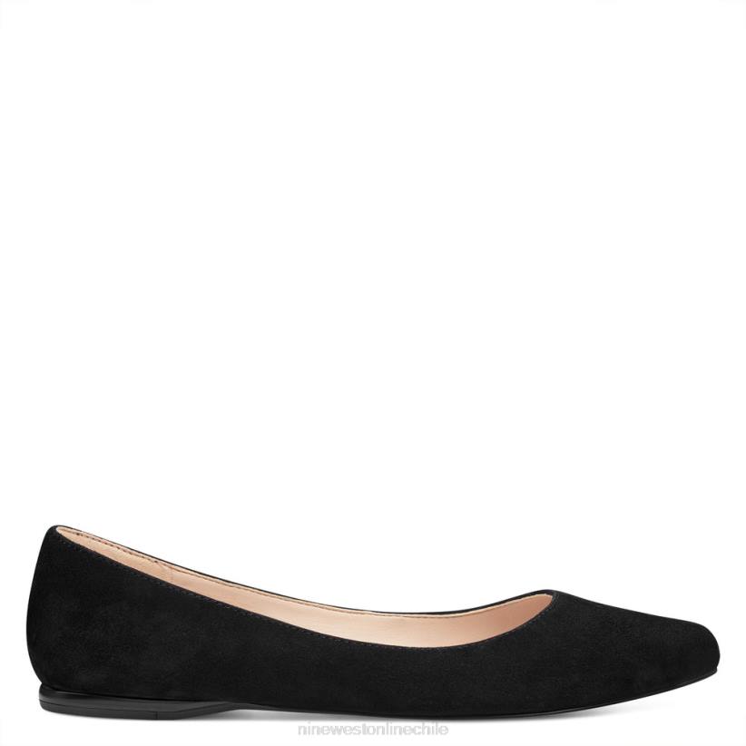 Nine West zapatos planos con punta de almendra 2Z2T2380 ante negro Nine West cartera negra