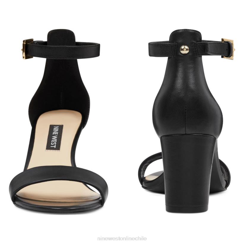 Nine West sandalias Pruce con tira en el tobillo y tacón cuadrado 2Z2T2360 cuero negro Nine West chile carteras
