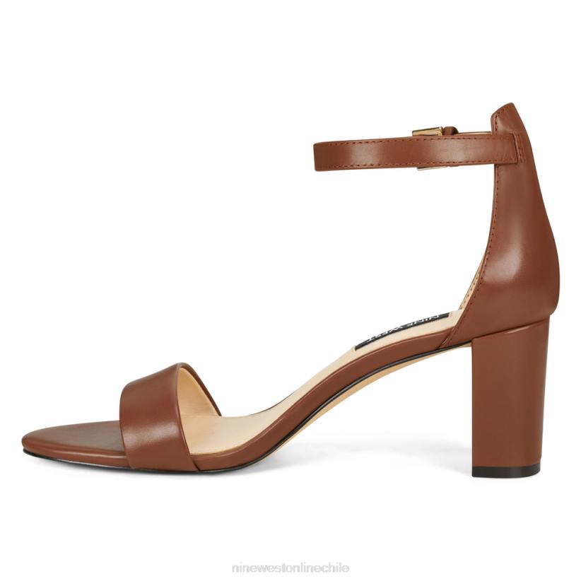 Nine West sandalias Pruce con tira en el tobillo y tacón cuadrado 2Z2T2406 cuero marrón oscuro Nine West sandals