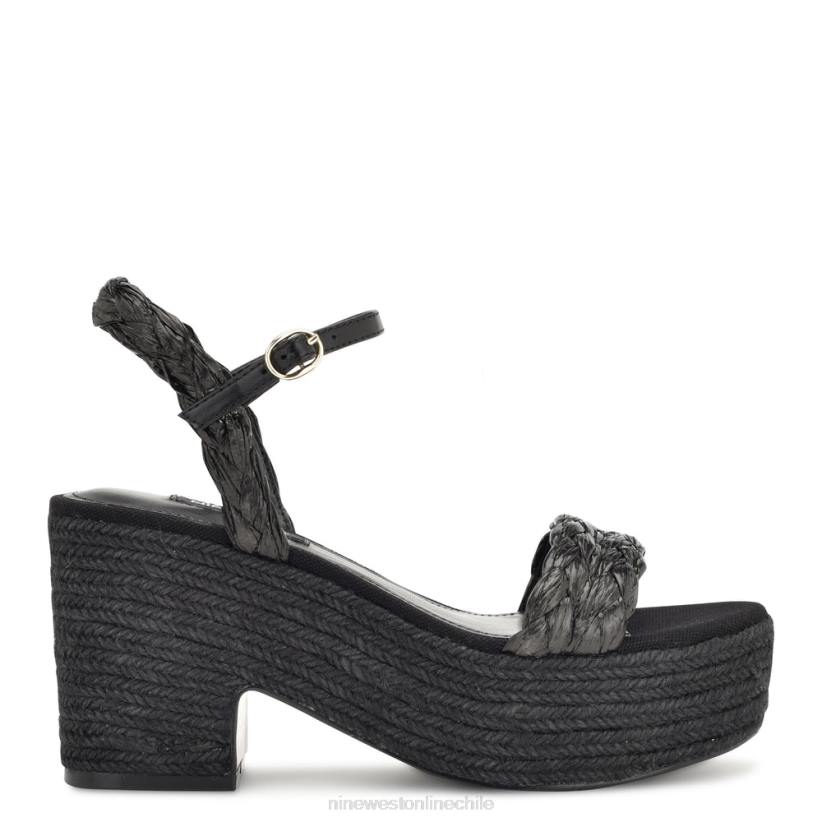 Nine West sandalias alpargatas con tacón rivva 2Z2T757 rafia negra Nine West zapatillas chile