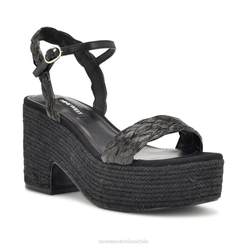 Nine West sandalias alpargatas con tacón rivva 2Z2T757 rafia negra Nine West zapatillas chile