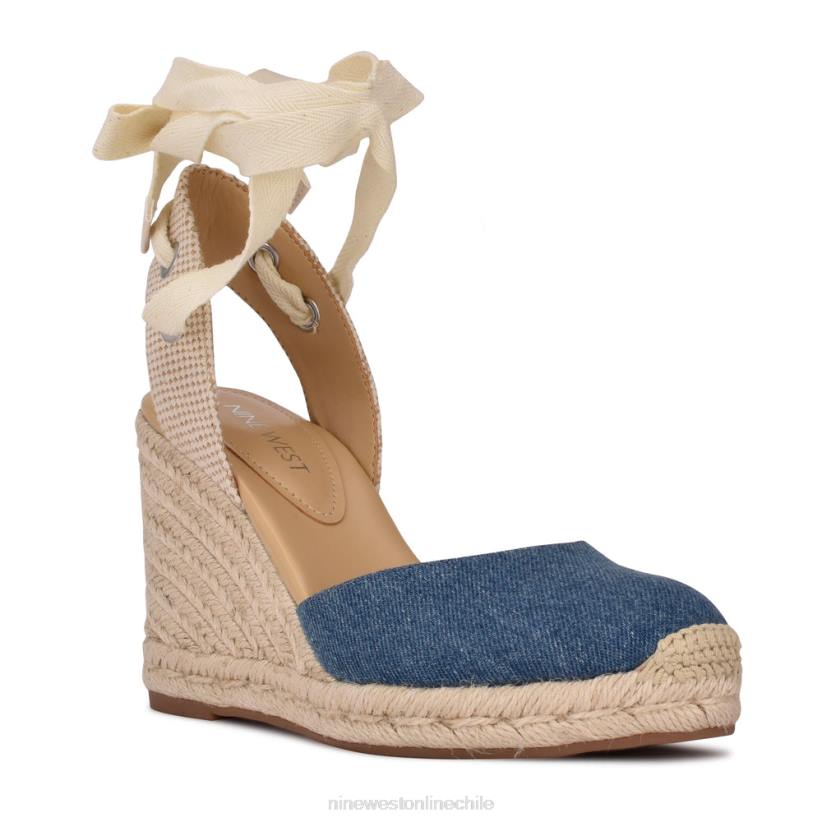 Nine West sandalias con cuña y alpargatas cruzadas en el tobillo 2Z2T792 tela de mezclilla azul Nine West sandals