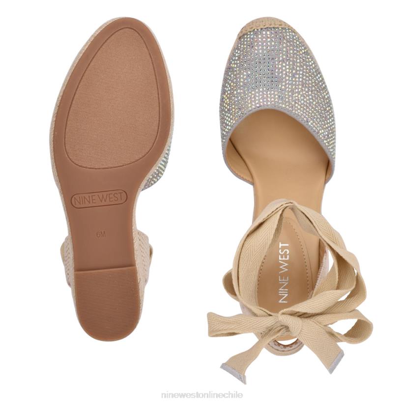 Nine West sandalias con cuña y alpargatas cruzadas en el tobillo 2Z2T796 gamuza gris brillante Nine West cartera negra