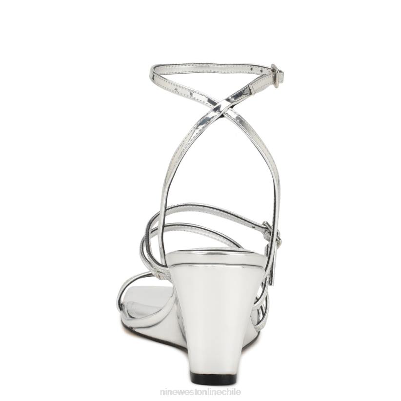 Nine West sandalias con cuña y tira en el tobillo Keamer 2Z2T1128 espejo plateado metalizado Nine West sandals