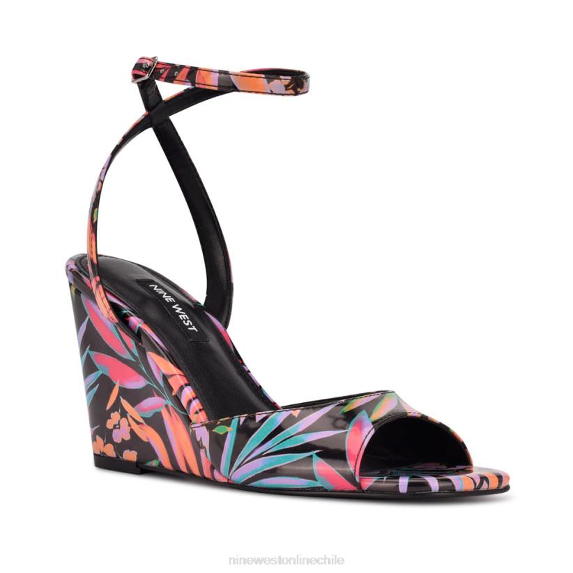 Nine West sandalias con cuña y tira en el tobillo Never 2Z2T788 estampado tropical negro Nine West chile carteras