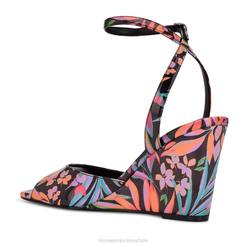 Nine West sandalias con cuña y tira en el tobillo Never 2Z2T788 estampado tropical negro Nine West chile carteras