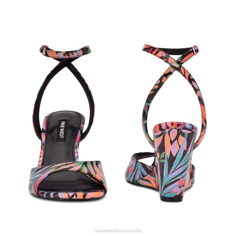 Nine West sandalias con cuña y tira en el tobillo Never 2Z2T788 estampado tropical negro Nine West chile carteras