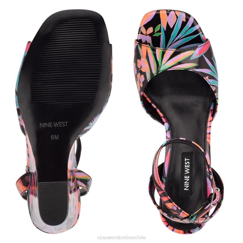 Nine West sandalias con cuña y tira en el tobillo Never 2Z2T788 estampado tropical negro Nine West chile carteras