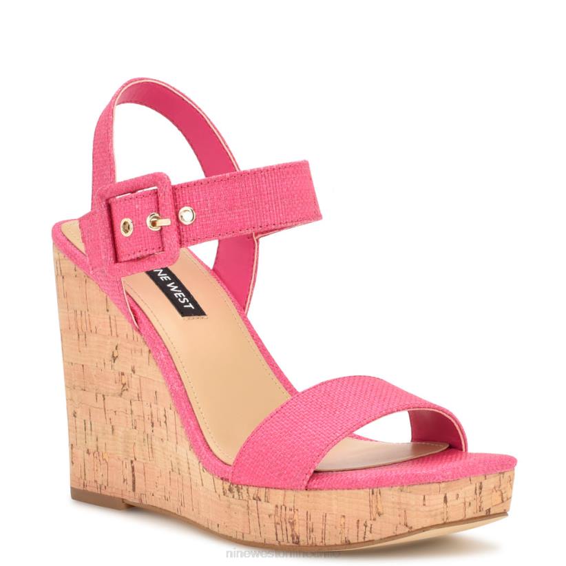 Nine West sandalias cuña cortes 2Z2T767 rafia rosa Nine West shoes