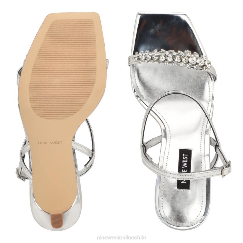 Nine West sandalias de tacón oreece con tira trasera 2Z2T1714 plata Nine West cartera negra