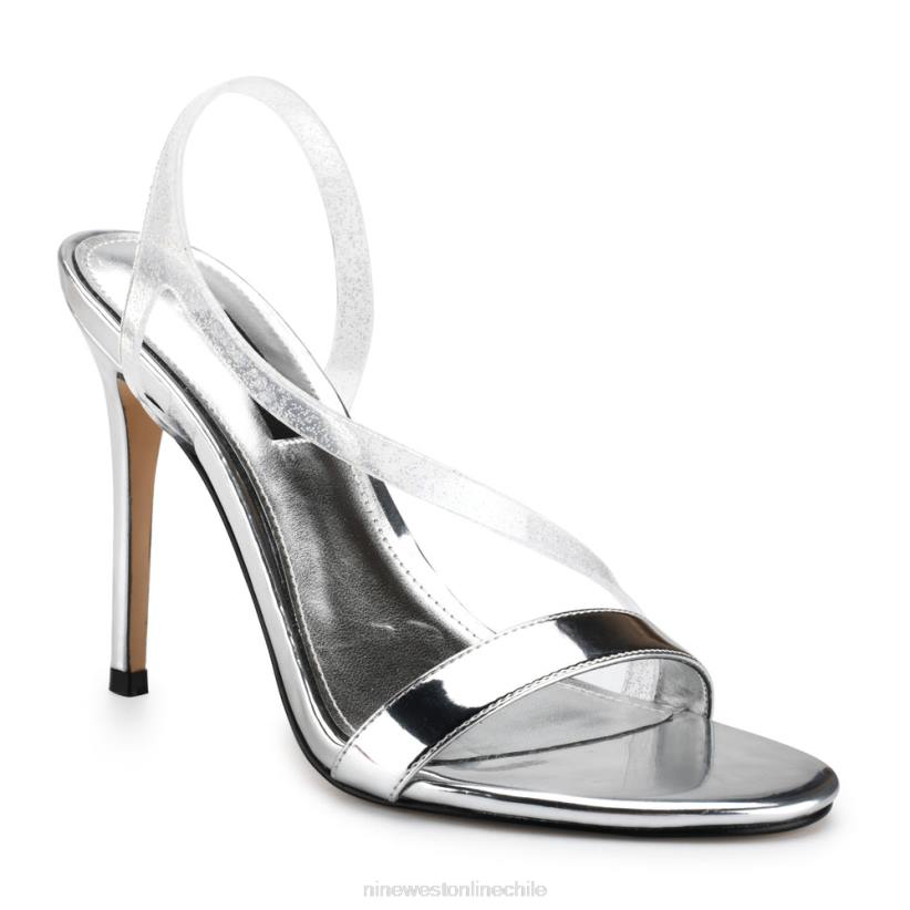 Nine West sandalias magee con tacón y tira trasera 2Z2T433 brillo plateado Nine West zapatillas chile