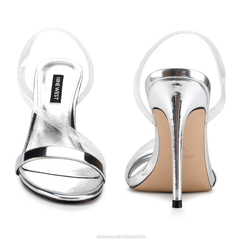 Nine West sandalias magee con tacón y tira trasera 2Z2T433 brillo plateado Nine West zapatillas chile