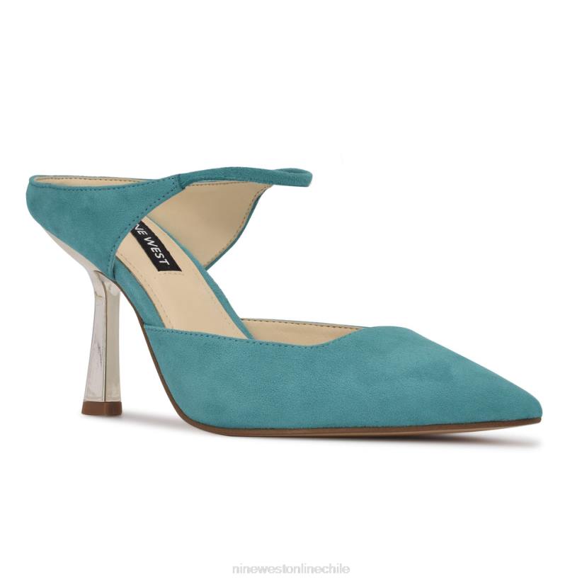 Nine West mules madys con tacón 2Z2T1932 gamuza turquesa Nine West sandals