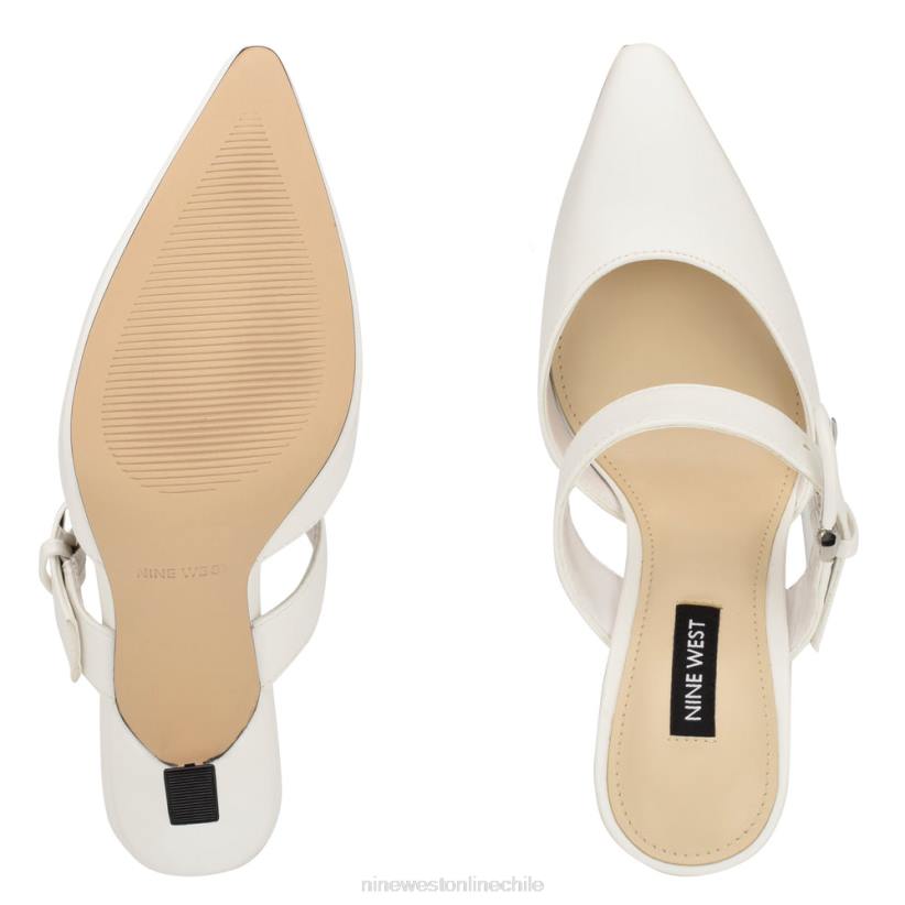 Nine West mules sanra con tacón y puntera puntiaguda 2Z2T684 blanco Nine West sandals