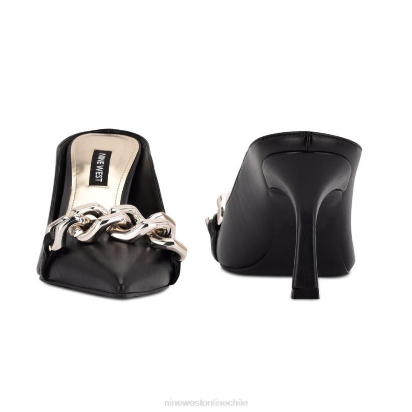 Nine West mules sauci con tacón 2Z2T2231 cuero negro Nine West shoes