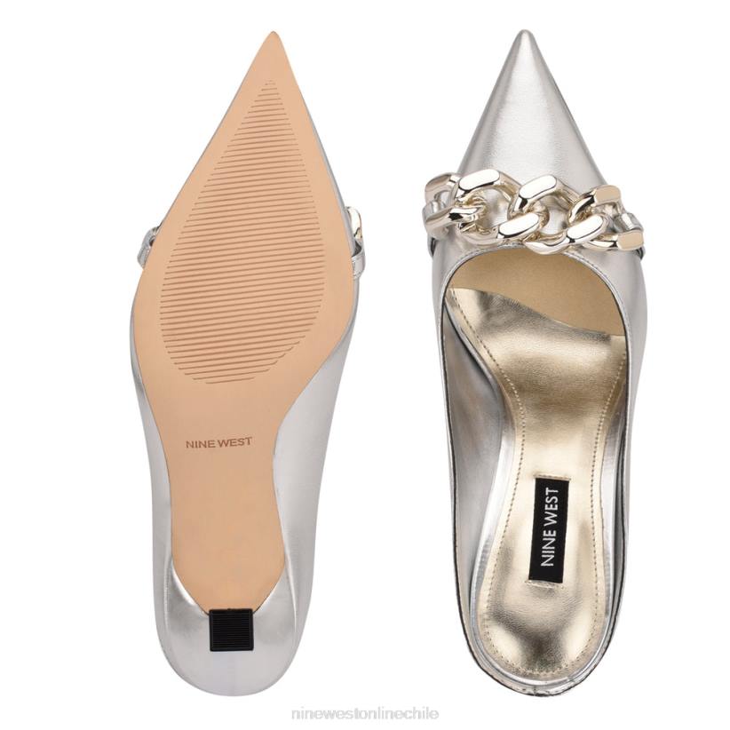Nine West mules sauci con tacón 2Z2T712 plata Nine West cartera negra