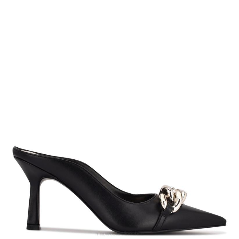 Nine West mules sauci con tacón 2Z2T713 cuero negro Nine West shoes