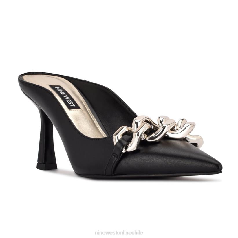 Nine West mules sauci con tacón 2Z2T713 cuero negro Nine West shoes