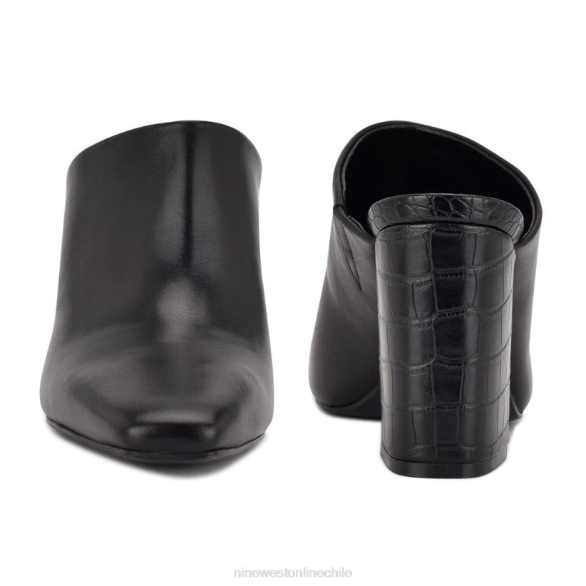 Nine West mules tipo zuecos con tacón ariane 2Z2T695 cuero negro Nine West shoes