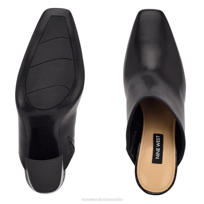 Nine West mules tipo zuecos con tacón ariane 2Z2T695 cuero negro Nine West shoes
