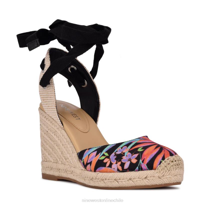 Nine West sandalias con cuña y alpargatas cruzadas en el tobillo 2Z2T844 tropical negro Nine West cartera negra